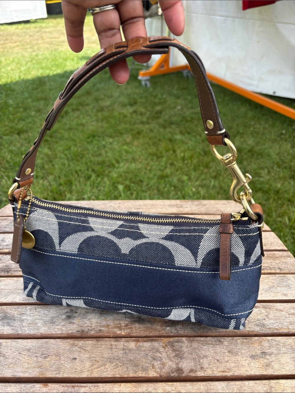 Coach Denim Mini Shoulder Bag with Brown Leather Trim - Picture 4 of 7
